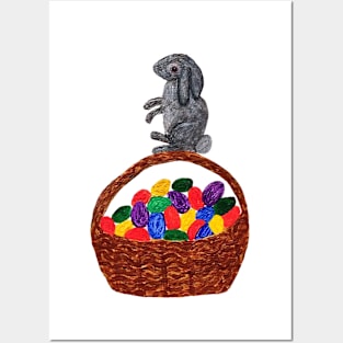 Easter Egg Basket & Bunny Posters and Art